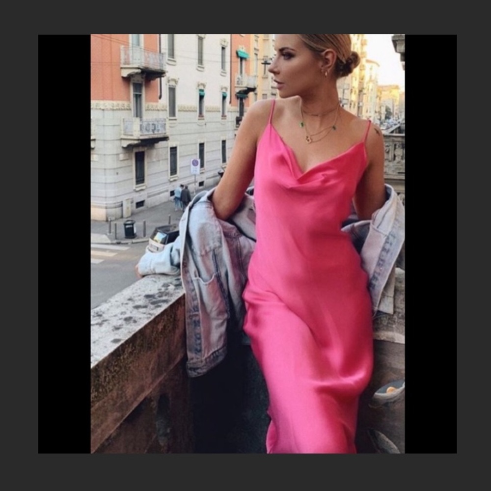 Pink midi slip dress